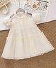 Mark & Mia Off Shoulder Sleeves Halter Neck Solid Party Dress - Cream