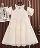 Mark & Mia Off Shoulder Sleeves Halter Neck Solid Party Dress - Cream