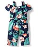 Mark & Mia Cold Shoulder Sleeves Floral Printed Jumpsuit - Dark Green