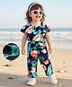 Mark & Mia Cold Shoulder Sleeves Floral Printed Jumpsuit - Dark Green