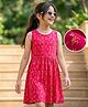 Pine Kids 100% Cotton Knit Sleeveless Floral Printed Frock - Red