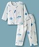 KIDLINGSS Muslin Woven Full Sleeves Space Theme Printed Shirt & Pajama  Night Suit - White