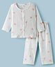 KIDLINGSS Muslin Cotton Woven Full Sleeves Crown Printed Coordinating Shirt & Pajama Night Suit - White