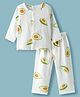 KIDLINGSS Muslin Woven Full Sleeves Avocado Printed Coordinating Shirt & Pant Night Suit - White