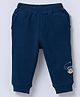 Ed-a-Mamma Cotton Knit Bear Patch Detailed Joggers - Navy Blue
