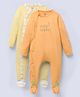 Ed-A-Mamma Cotton Knit Pack Of 2 Full Sleeves Typography Printed Footed Sleepsuits - Multi Colour
