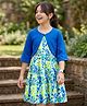 Pine Kids Cotton Knit Floral Printed Frock with Half Sleeves Jacket - Multicolor