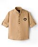 Little Bull Full Sleeves Beetle Brooch Detailed Kurta - Fawn