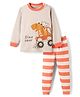 KIDLINGSS Cotton Knit Full Sleeves Dinosaur Printed Tee & Pajama Set - Grey