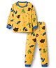 KIDLINGSS Cotton Knit Full Sleeves Dinosaur Printed Coordinating Tee & Pajama Set - Yellow