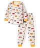 KIDLINGSS Cotton Knit Full Sleeves Vehicles Printed Tee & Pajama Set - White