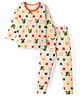 KIDLINGSS Cotton Knit Full Sleeves Animal Printed Tee & Pant Set - Cream