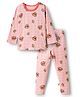 KIDLINGSS Cotton Knit Full Sleeves Bear Printed Tee & Pant Set - Light Pink