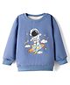 KIDLINGSS Cotton Knit Full Sleeves Astronaut Printed Light Winter Sweatshirt - Blue