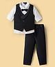 Robo Fry Cotton Woven Full Sleeves Solid 3 Piece Party Suit With Bow - Navy Blue