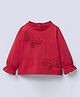 Ed-a-Mamma Cotton Knit Full Sleeves Butterfly Embroidered Top - Pink