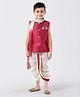 Little Aryan Sleeveless Kurta With Dhoti & Stole Guitar Shaped Zardosi Work - Dark Pune