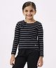 Ed-a-Mamma Cotton Knit Full Sleeves Striped Top  - Black