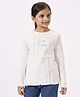 Ed-a-Mamma Cotton Knit Full Sleeves Sparkle Everyday Text Embroidered Top - White