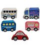 Pingo Play Premium Wooden Mini Cars for Kids | Montessori Vehicle Toys | Smooth, Non-Toxic | Pretend Play Learning Toys for Boys & Girls (3+ Years) [Set of 4 (Theme: Private Vehicles)]