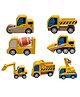 Pingo Play Premium Wooden Mini Cars for Kids | Montessori Vehicle Toys | Smooth, Non-Toxic | Pretend Play Learning Toys for Boys & Girls (3+ Years) [Set of 4 (Theme: Construction Vehicles)]