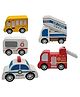 Pingo Play Premium Wooden Mini Cars for Kids | Montessori Vehicle Toys | Smooth, Non-Toxic | Pretend Play Learning Toys for Boys & Girls (3+ Years) [Set of 4 (Theme: Traffic Vehicles)]