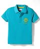 US Polo Assn Cotton Knit Half Sleeves Polo T-Shirt with Brand Logo Embroidery - Light Blue