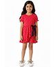 CrayonFlakes Cotton Woven Half Sleeves Polka Dots Printed Dress - Red