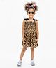 CrayonFlakes Cotton Knit Sleeveless Animal Printed Dress - Brown
