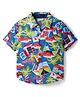 CrayonFlakes Rayon Woven Half Sleeves Tropical Theme Printed Shirt - Blue