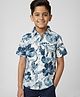 CrayonFlakes Rayon Woven Half Sleeves Floral & Leaves Printed Shirt - Off White