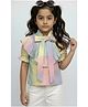 CrayonFlakes Rayon Woven Half Puffed Sleeves Frill Detailed Ombre Top - Pink