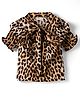 CrayonFlakes Rayon Woven Half Puffed Sleeves Leopard Printed   Top - Brown