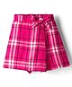 CrayonFlakes Cotton Knit Tarten  Checked & Bow Applique Detailed Skort - Pink