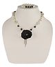 Daizy Floral Applique Detailed Pearl & Beads Embellished Jewellery Set - Black