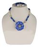 Daizy Floral Applique & Pearls Detailed Jewellery Set - Blue