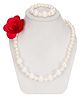 Daizy  Floral Applique & Pearls Detailed Jewellery Set  - Red