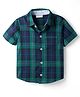 CrayonFlakes Rayon Woven Half Sleeves Checked Shirt - Navy Blue