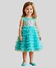 PinkCow Net Woven Sleeveless Sequins Embellished Ruffles Detailed Dress - Aqua Blue