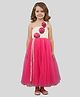 PinkCow Net Woven One Shoulder Sleeveless Lace Embellished & Floral Applique Detailed Gown - Pink