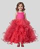 PinkCow Net Woven Sleeveless Ruffle Detailed Gown - Pink