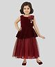 PinkCow Velvet Woven Sleeveless Floral Applique Detailed Dress - Maroon