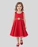 PinkCow Silk Woven Sleeveless Floral Applique Detailed Dress - Red