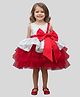 PinkCow Sequence Woven Sleeveless Glitter Embellished Bow Applique Detailed Layered Dress -  Red & Silver