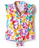 Babyhug Rayon Woven Half Frill Sleeves Butterfly Printed Top - Multicolour