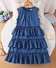 Mark & Mia Cotton Sleeveless Layered Frock with Checks - Blue