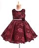 Rassha Cotton Woven Sleeveless Party Dress with Floral Print & Applique - Maroon