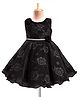 Rassha Cotton Woven Sleeveless Party Dress with Floral Print & Applique - Black