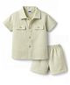 Pepito Cotton Woven Half Sleeves Solid Color Shirt & Shorts Set - Sea Green