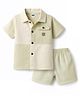 Pepito Cotton Woven Half Sleeves Shirt & Shorts Set with Good Vibes Patch - Sea Green